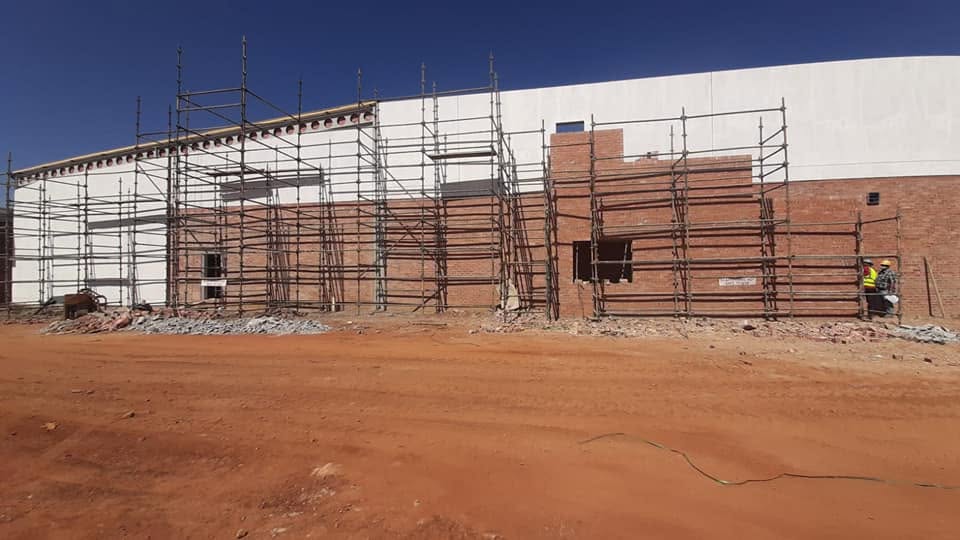 Formwork and scaffolding supporting a concrete slab